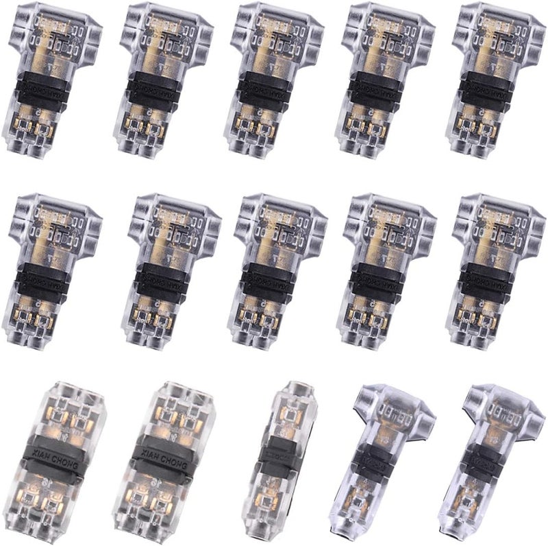 Brightfour Wire Connectors - Low Voltage Electrical Wire Splicer Assortments 15 Pack, No Stripping Quick Splice Wiring Connectors Fits 24-20 AWG Wires - Image 1